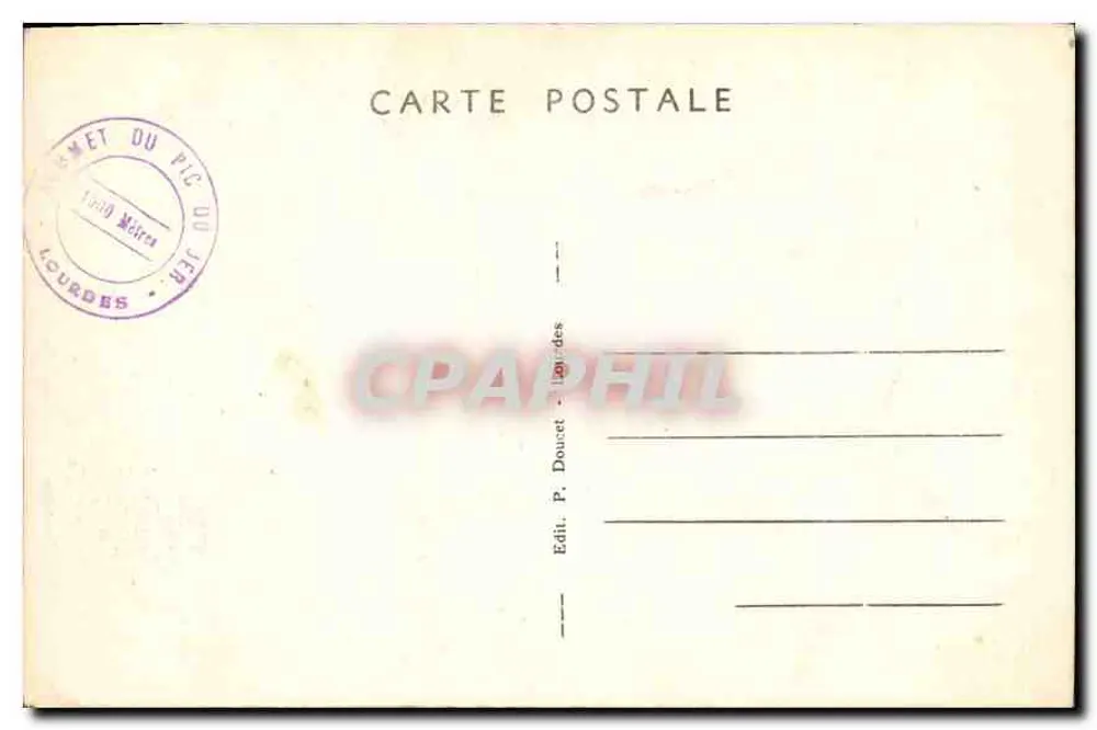 Lourdes — A Cruz — Cume do Pic du Jer P.D. — Doucet - Verso