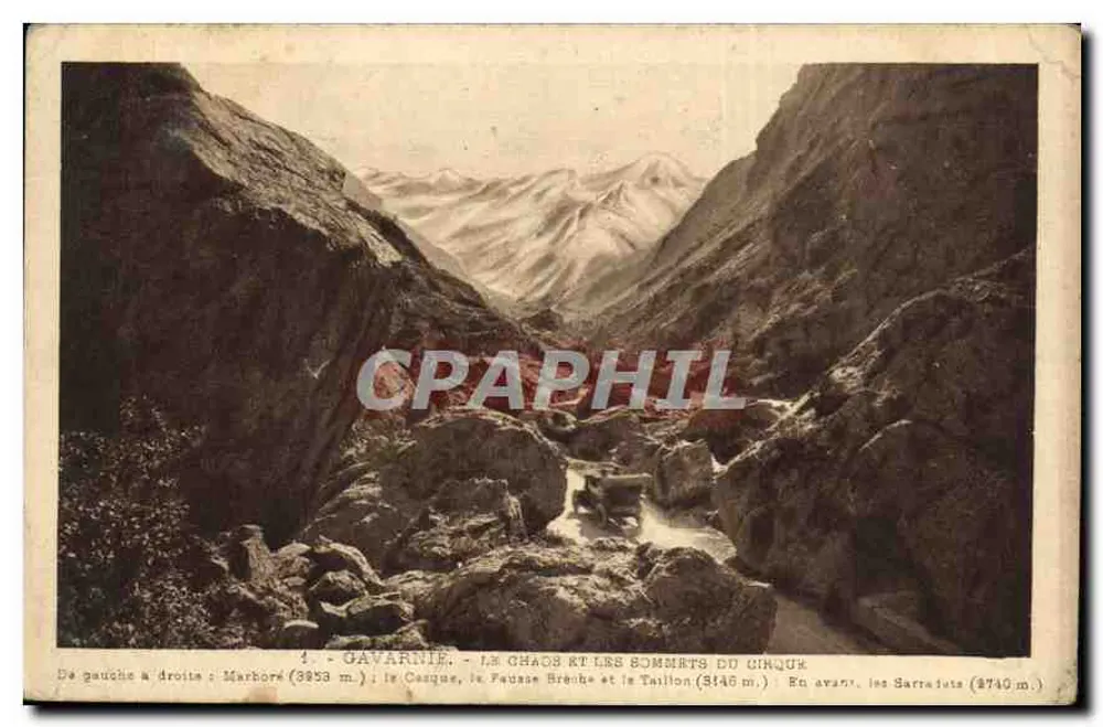 Gavarnie — Der Chaos und die Gipfel des Cinquq — Héliogravure Labonne Frères Toulouse - Vorderseite