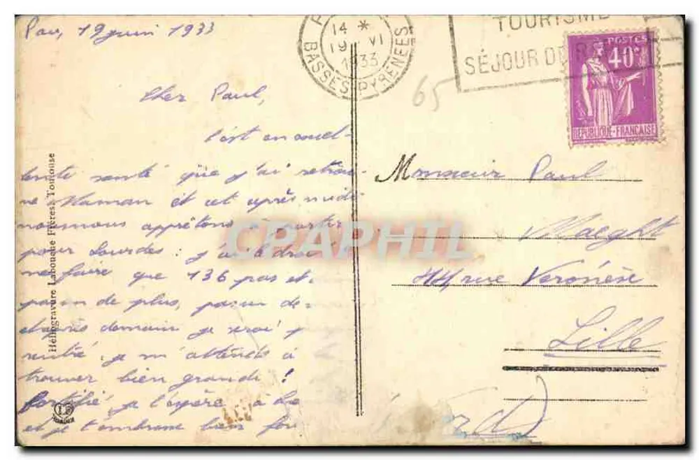 Gavarnie — Der Chaos und die Gipfel des Cinquq — Héliogravure Labonne Frères Toulouse - Rückseite