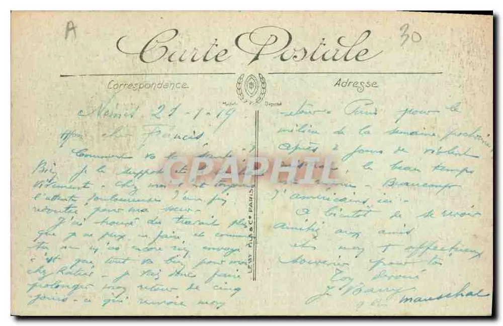 Nîmes — O Jardim da Fonte. « A Fonte » — Ed. Thibaut « Eclair » - Verso