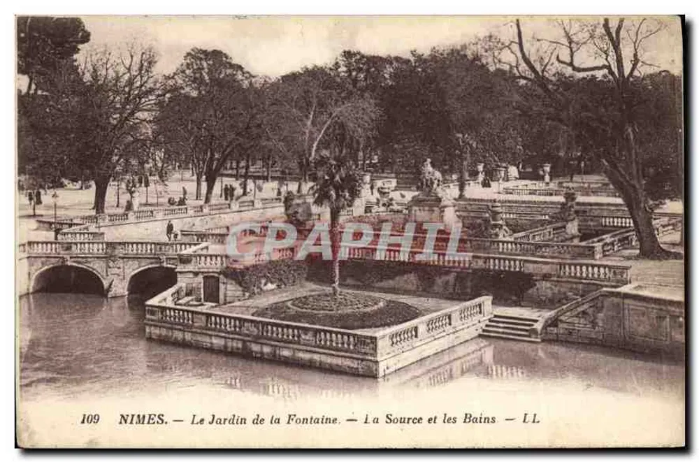 Nîmes — Der Garten der Quelle — Die Quelle und die Bäder — LL — n°109 - Vorderseite