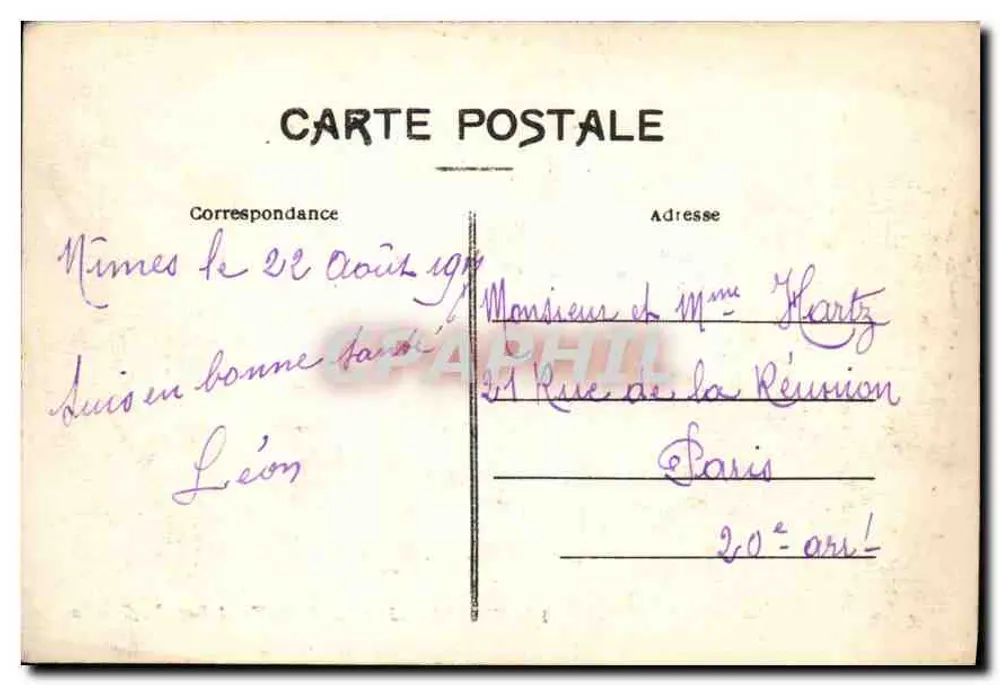 Nîmes — Garten der Fontaine, die Höhle — A.R. Nr. 12 - Rückseite