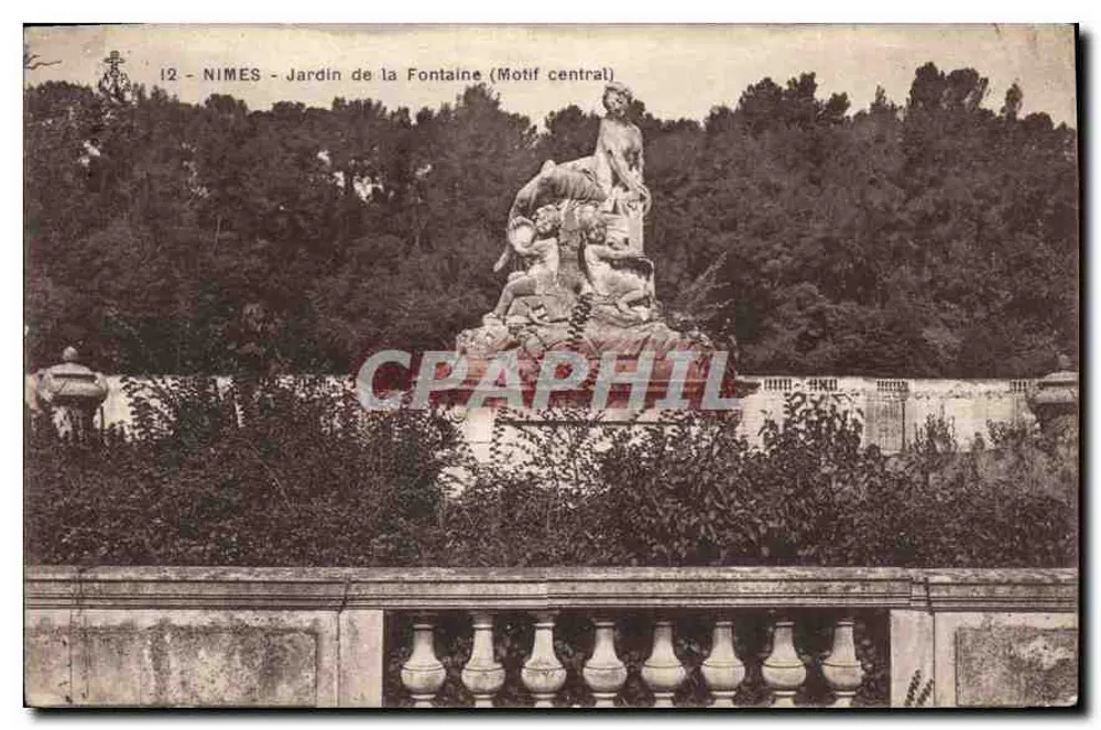 Nîmes - Garten der Fontaine (Zentralmotiv) — unbekannter Verlag, Seriennummer 12 - Vorderseite
