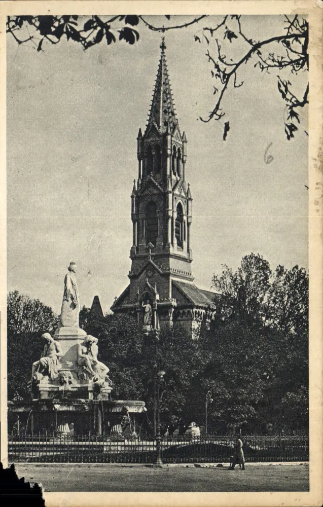 Nîmes (Gard) — Fontaine Pradier und Kirche Sainte-Perpétue — Edition A. Beaulier - Vorderseite