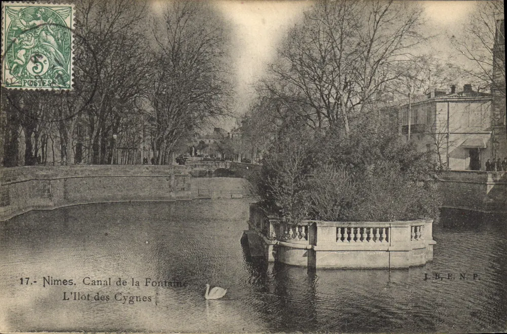 Nîmes, Canal de la Fontaine — Die Insel der Schwäne — J.B. E.N.P. - Vorderseite