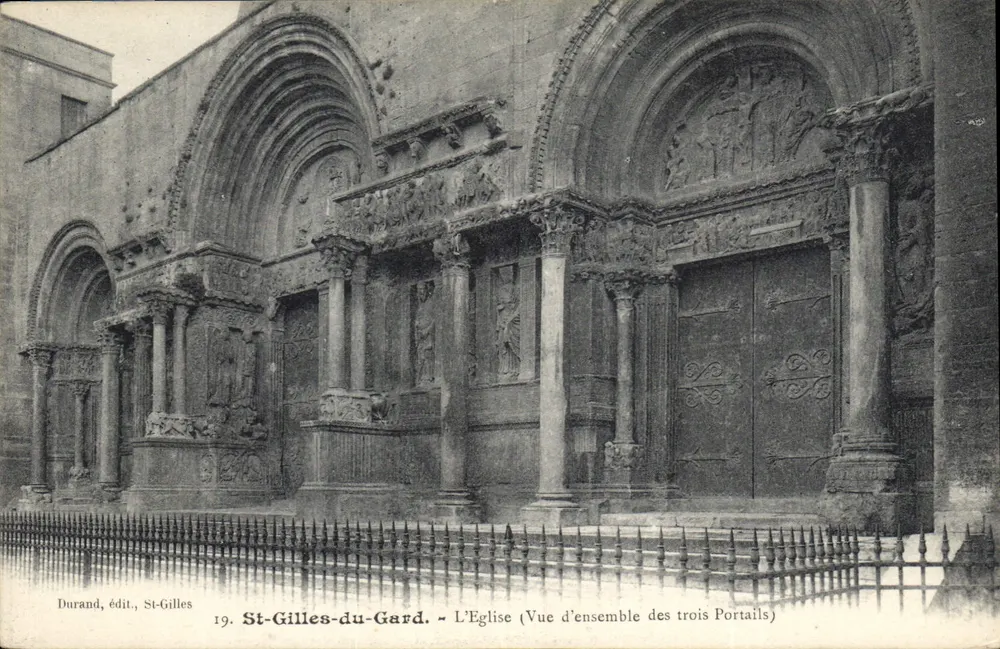 St-Gilles-du-Gard - Die Kirche (Übersicht der drei Portale) — Durand, Verleger, St-Gilles - Vorderseite