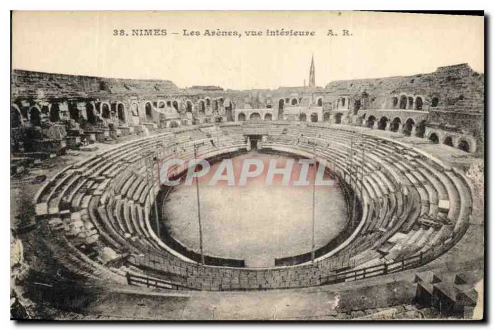 Nîmes — Les Arènes, vista interna — A. R. n°38 - Frente