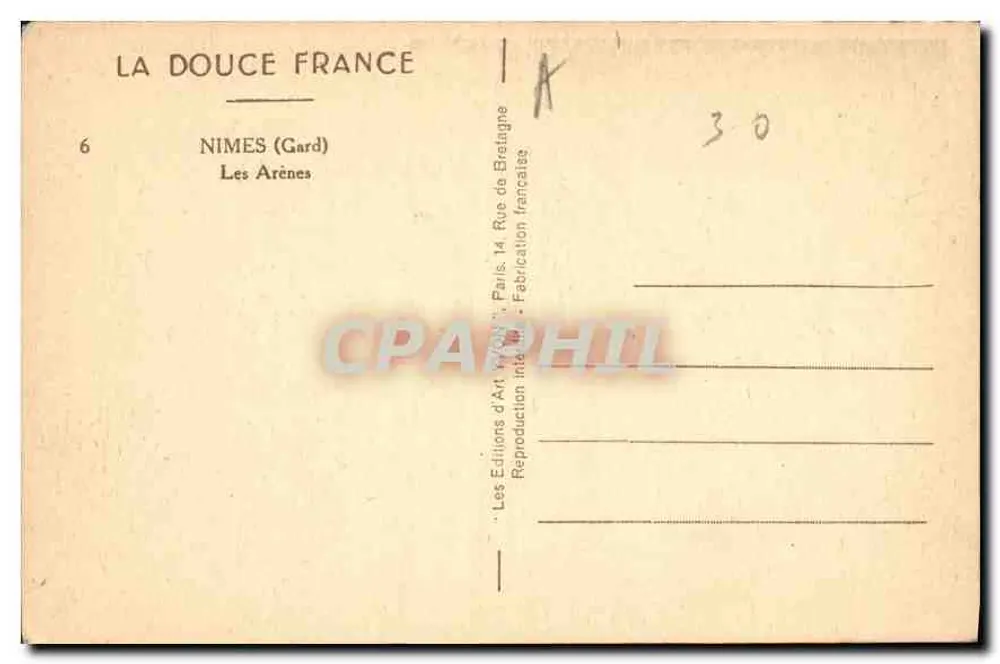 Die Arenen von Nîmes — Nîmes (Gard) — Les Éditions d'Art 'VAN' Paris - Rückseite