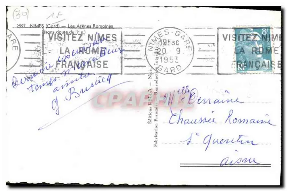 As Arenas Romanas — Nîmes — Edições Rella, n°2597 - Verso