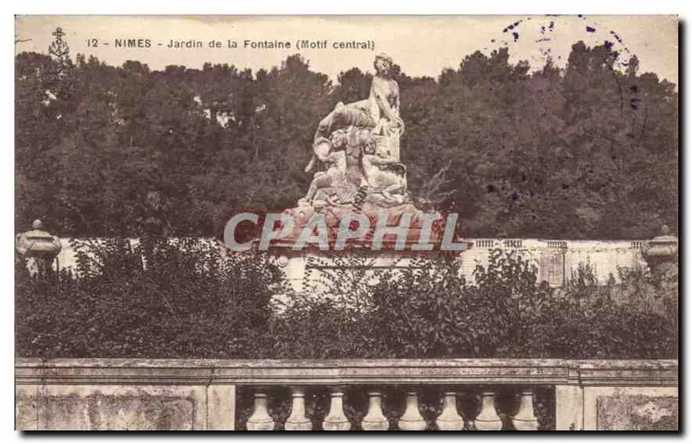 Nîmes - Jardin de la Fontaine (Zentralmotiv) — Verlag nicht identifiziert, Seriennummer 12 - Vorderseite