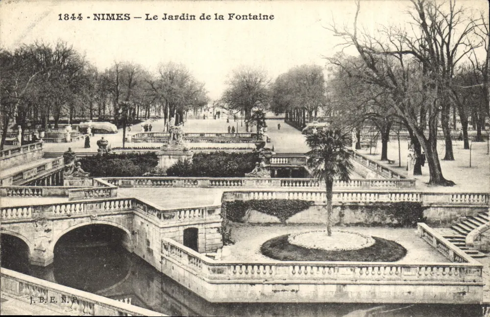 Nîmes — Ansicht des Fontaine-Gartens — J.B.E.N.P. - Vorderseite