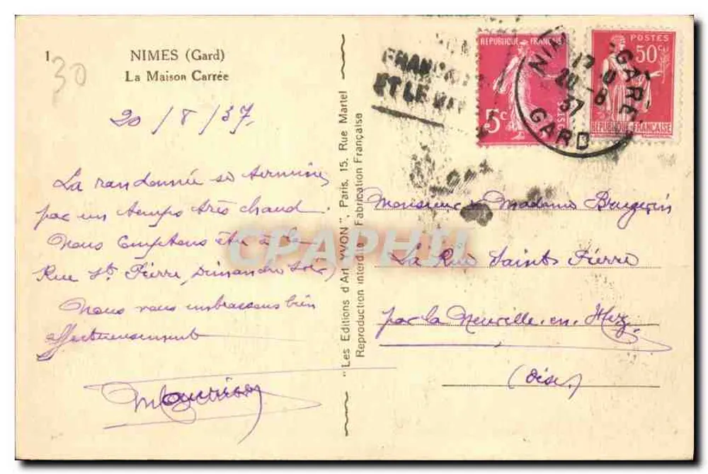 Nîmes (Gard) — A Maison Carrée — As Edições d'Art Yvonn, Paris - Verso