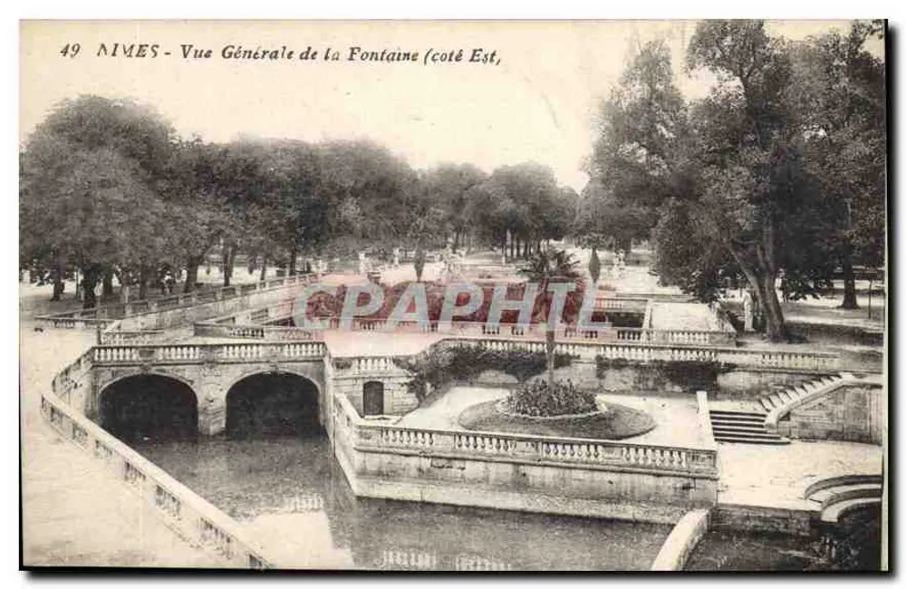 Nîmes - Allgemeiner Blick auf die Fontaine (Ostseite) — Antike Ansichtskarte Nr. 49, Verlag C. LE ROSIALE - Vorderseite