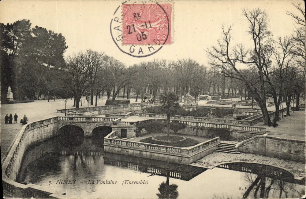 Nîmes — La Fontaine (Zestaw) — B. F. Hachette-Sacré - Awers