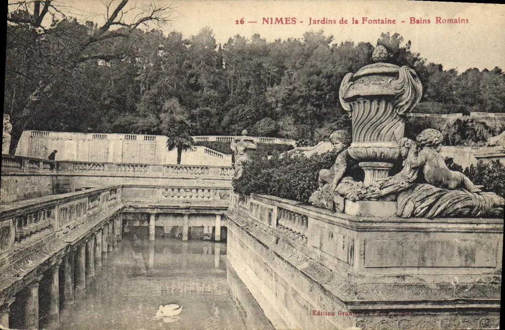 Nîmes - Jardins de la Fontaine - Bains Romains — Édition Grange & Fils, Nîmes - Vorderseite