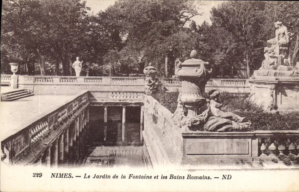 Nîmes — Der Garten der Fontaine und die römischen Bäder — ND - Vorderseite