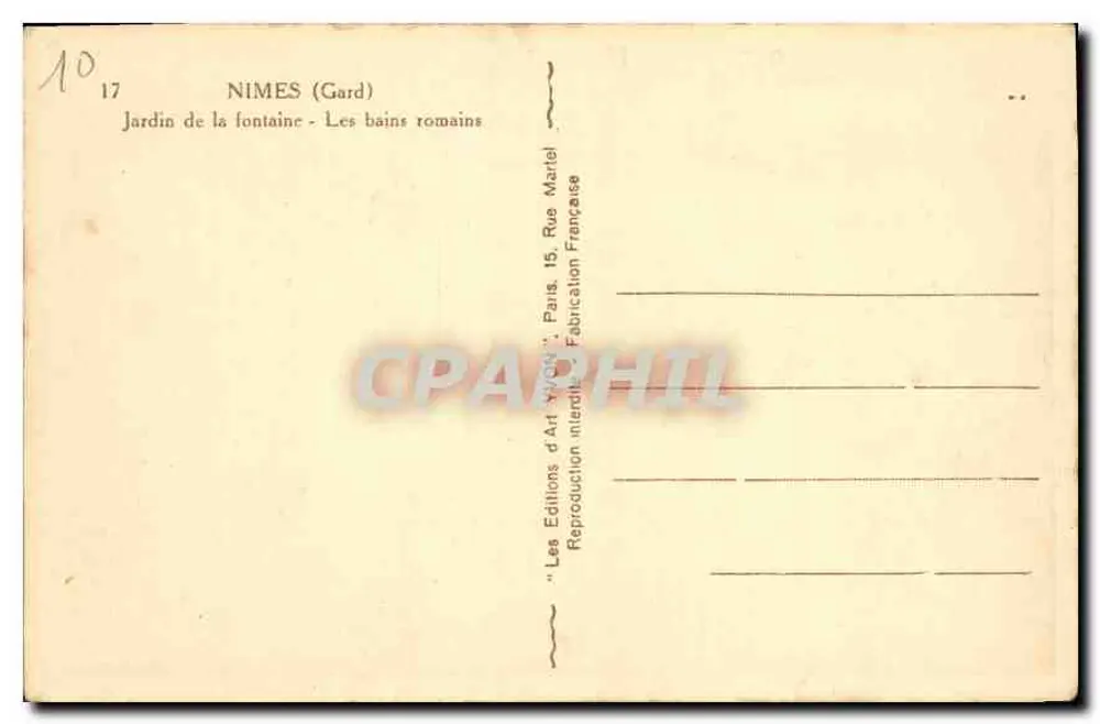 Garten der Fontäne - Die römischen Bäder — Nîmes (Gard) — Éditions d'Art Nîmois - Rückseite