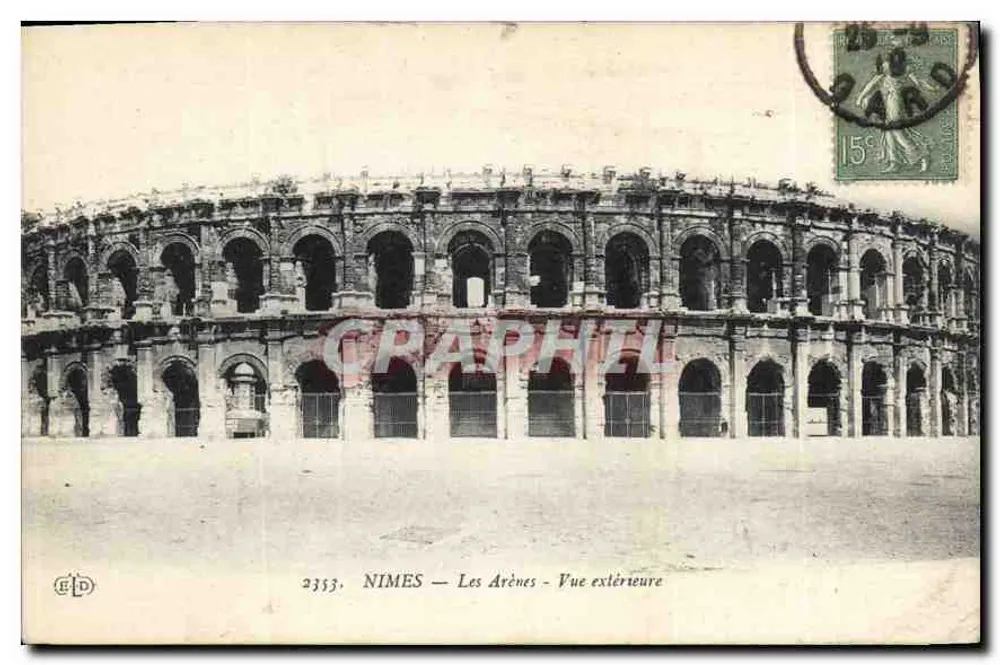 NIMES — Las Arenas — Vista exterior — Editor ELD, n° 2353 - Anverso