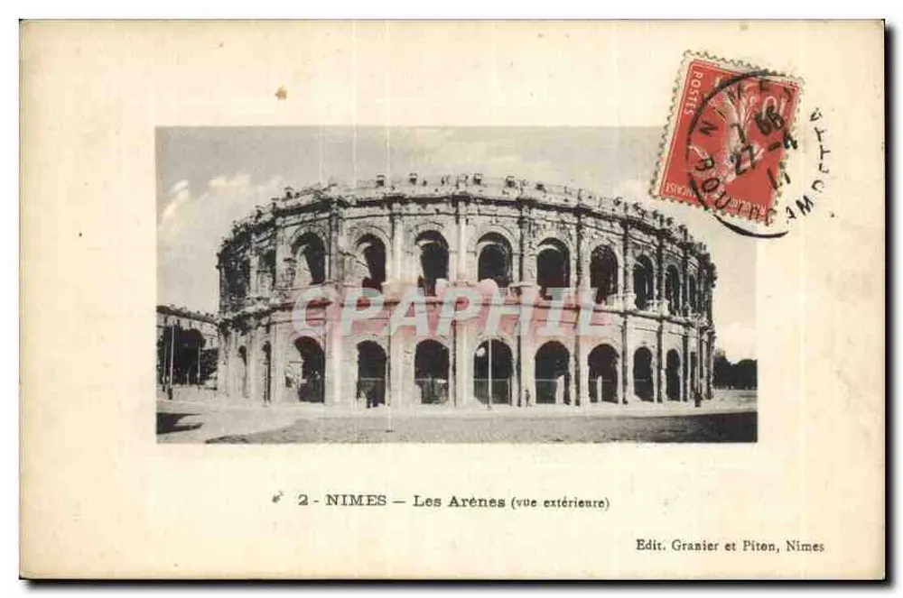 Nîmes — Die Arenen (Aussicht von außen) — Edit. Granier et Piton, Nîmes - Vorderseite
