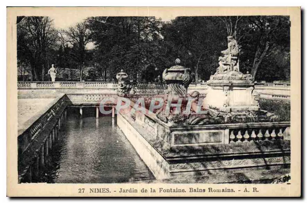 Nîmes - Garten der Fontaine, Römische Bäder — A.R. - Vorderseite