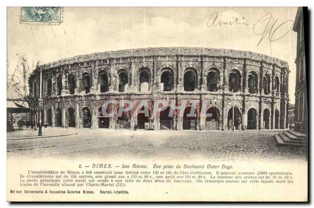 Nîmes — Die Arenes — Ansicht vom Boulevard Victor Hugo — Maçon Universelle & Nouvelles Galeries Nîmes - Vorderseite
