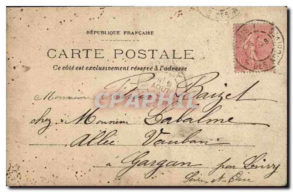 Família sentada em um banco — cena de jardim — editor desconhecido - Verso