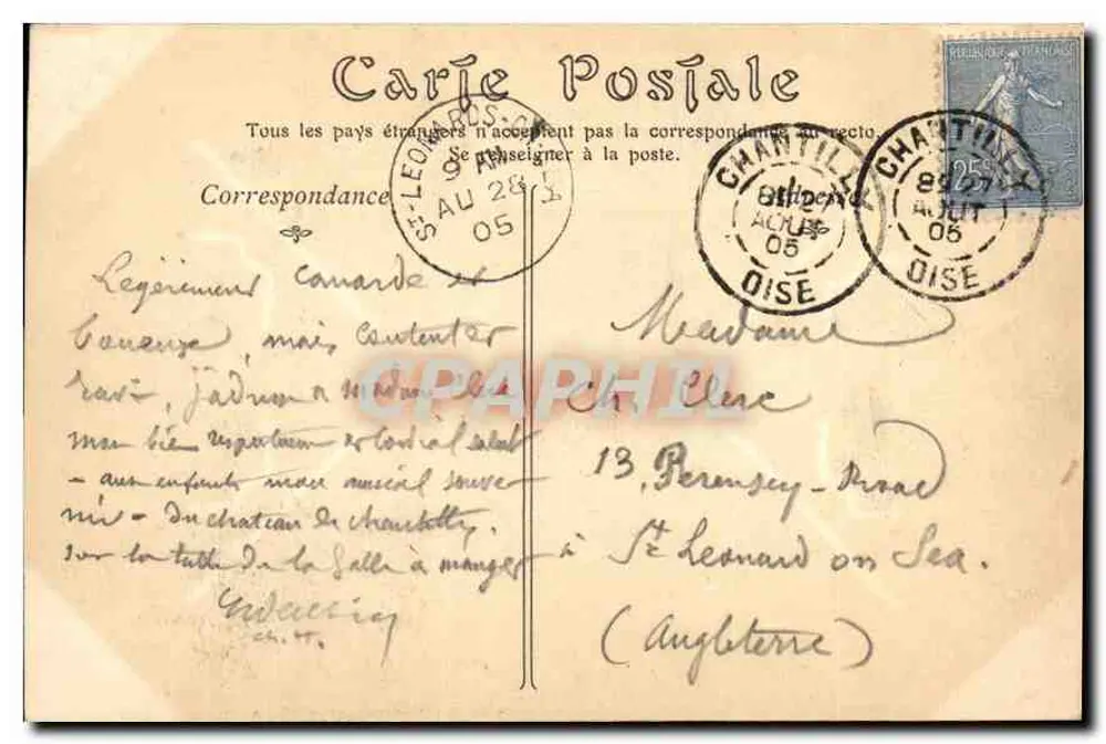 Château de Chantilly — De Eiland van de Liefde — ND Phot - Achterkant
