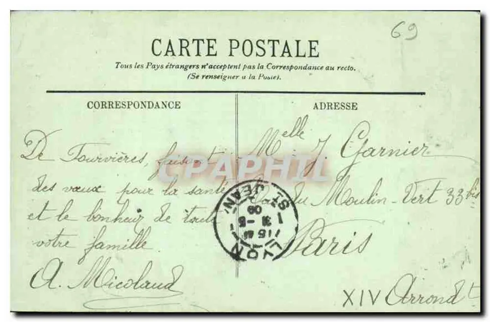 LYON — Fachada da Notre-Dame de Fourvière — LL. n°178 - Verso