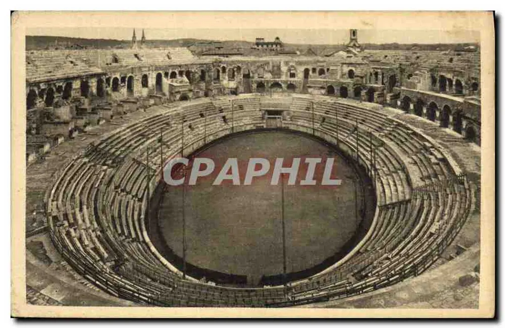 Nîmes — Wnętrze Aren — Wydawnictwo A. Besnacier, Nîmes - Awers