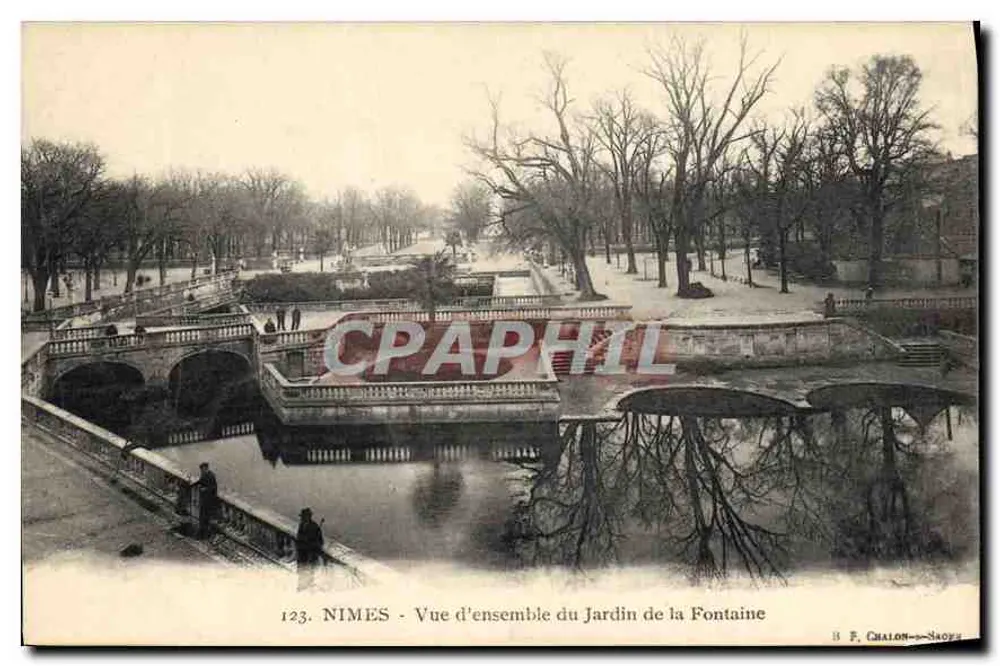 Nîmes - Übersicht des Jardins de la Fontaine — P. Chalon-Noyes, Nr. 123 - Vorderseite