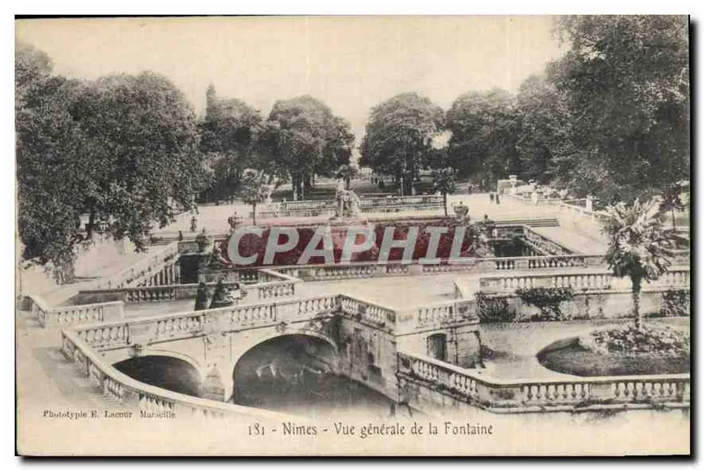 Nîmes - Allgemeiner Blick auf die Fontaine — Phototype E. Lacour, Maracalle, n° 181 - Vorderseite