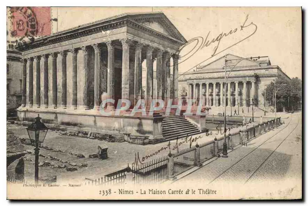Nîmes - Die Maison Carrée & das Theater — Phototype R. Lacour — N° 2338 - Vorderseite