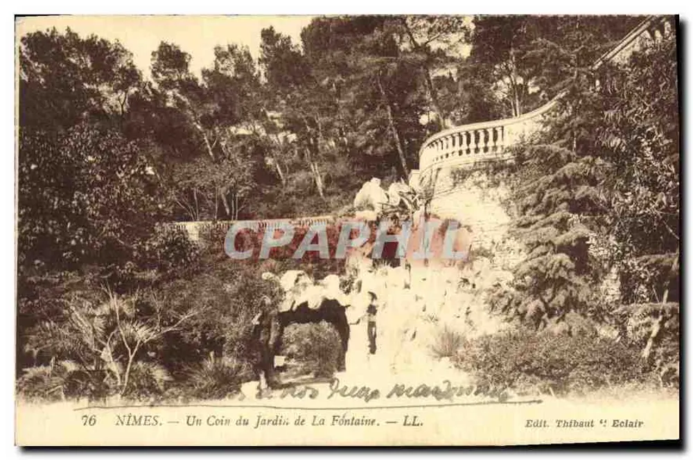 Nîmes — Ein Eckbereich des Gartens La Fontaine — Verlag Thibaut 'Eclair' - Vorderseite