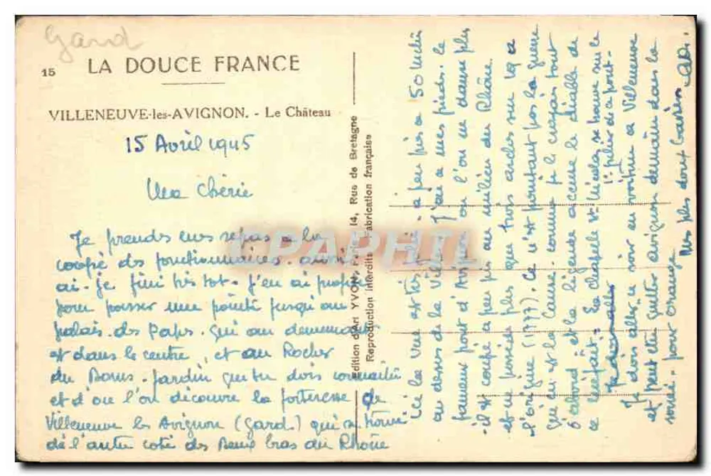 Villeneuve-lès-Avignon — Das Schloss — Edition von der Süßeren Frankreich - Rückseite