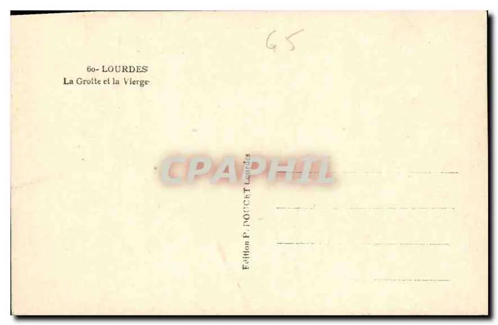 Lourdes — A Gruta e a Virgem — Edição P. POICE T. Lourdes - Verso