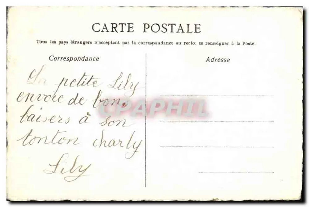 Retrato de moça — carta postal pessoal — editor desconhecido - Verso