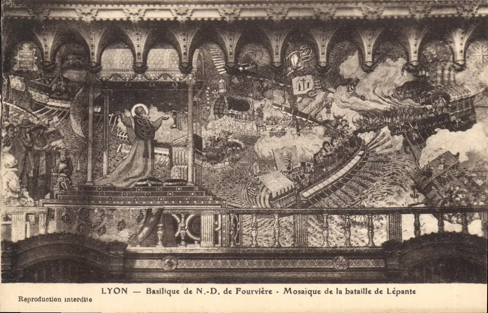 LYON — Basilika Notre-Dame de Fourvière — Mosaik der Schlacht von Lepanto - Vorderseite