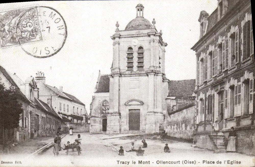 Tracy le Mont - Ollencourt (Oise) - Platz der Kirche — Deveaux Édit. - Vorderseite