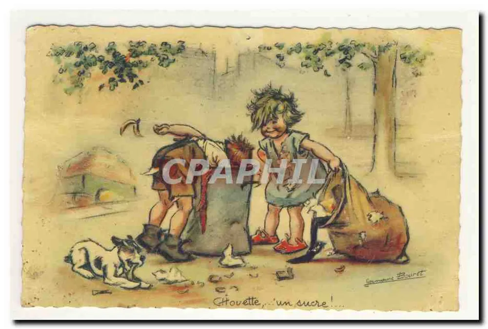 Kinder, die mit einem Hund spielen — Chouvette, ein Zucker! — G. BOURRET - Vorderseite