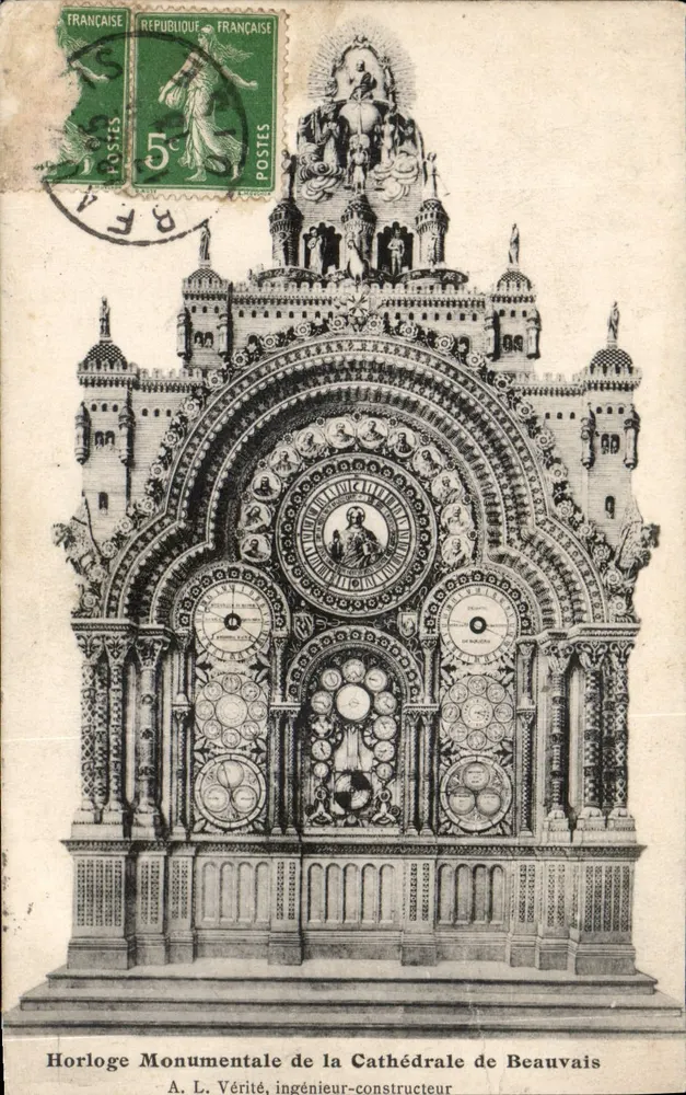 Monumentale Uhr der Kathedrale von Beauvais — A. L. Vérité, Ingenieur-Bauherr - Vorderseite