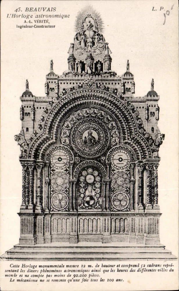 Beauvais — A Relógio Astronômico — A.-L. VÉRITÉ, engenheiro-construtor - Frente