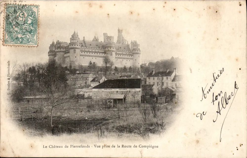 Das Schloss Pierrefonds — Blick vom Route de Compiègne — G. Duclos & Pierrefonds - Vorderseite