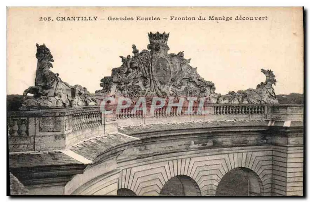 Chantilly — Grandes Écuries — Fronton do Manège descoberto — Editor: A. Bourdier, Versailles - Frente