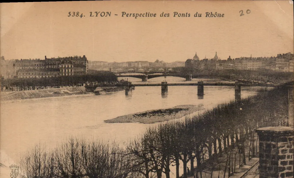 LYON - Perspectiva dos Pontes do Rio Rhône — editor S.F. n° 5384 - Frente
