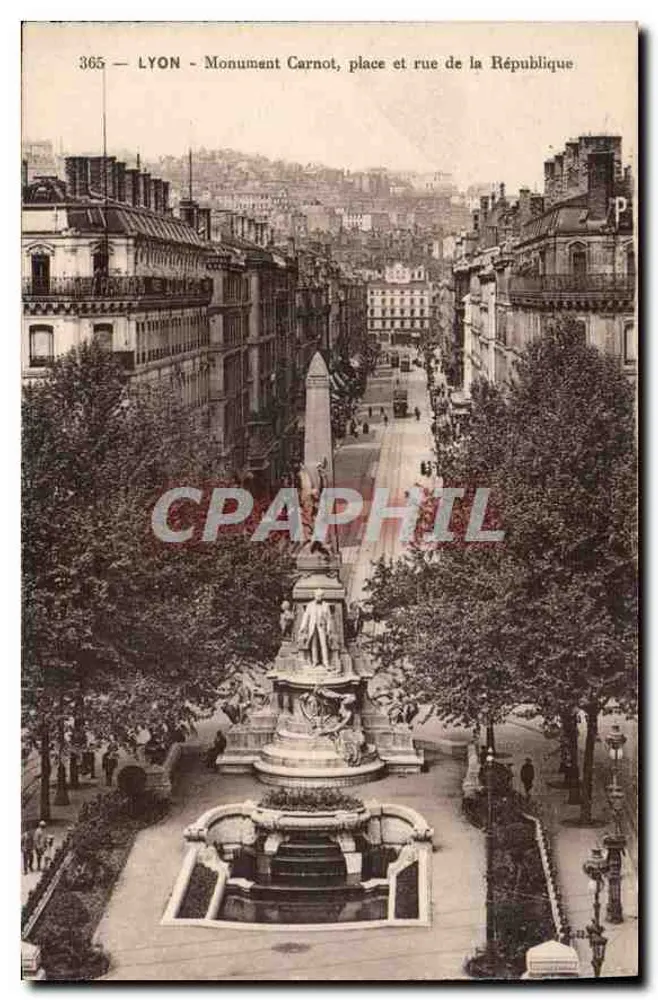 LYON - Monument Carnot, Platz und Straße der Republik — Verlag Unis-France, Nr. 365 - Vorderseite