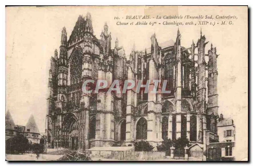 Beauvais - A Catedral (Conjunto Sul, Contraventos, Cúpula e Abside 63m - Chambiges, arq., XIII s.) - M. G. - Frente