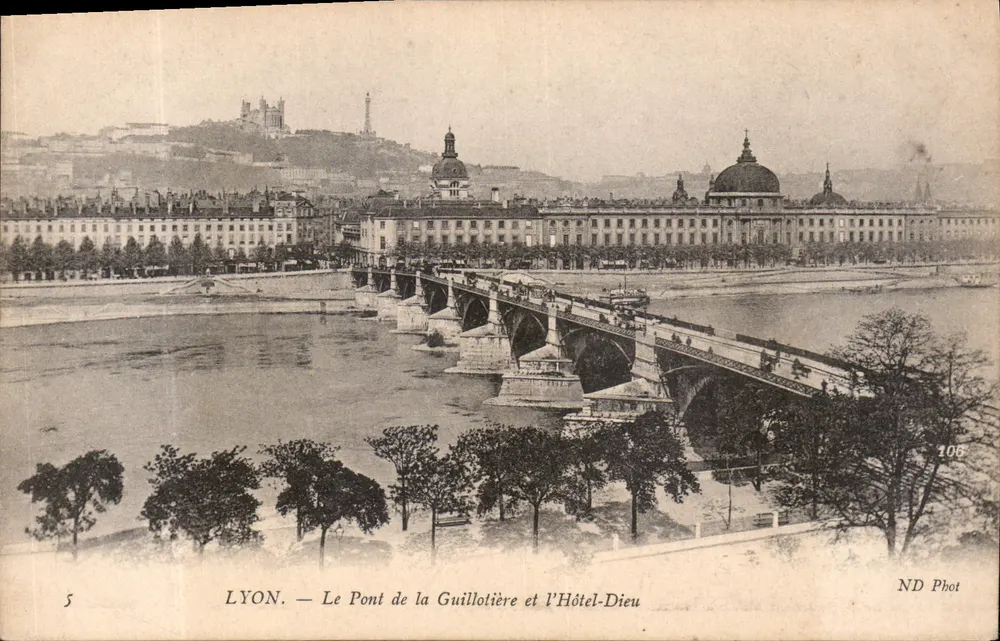 LYON — Der Guillotière-Brücke und das Hôtel-Dieu — ND Phot, n° 106 - Vorderseite