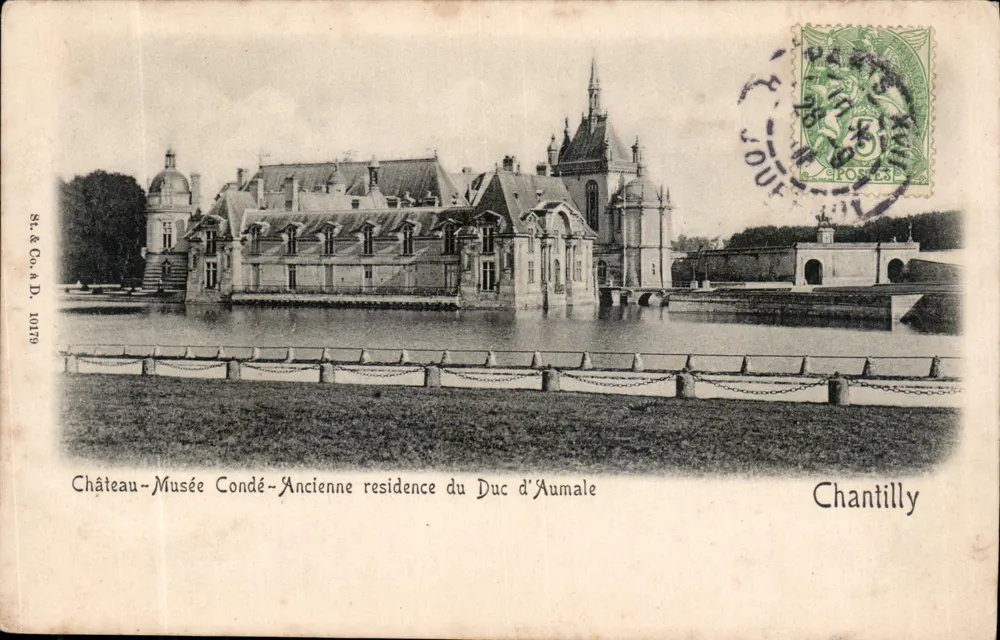 Castelo de Chantilly — Museu Condé — Antiga residência do Duque d'Aumale — St. & Co. A. D. 10179 - Frente