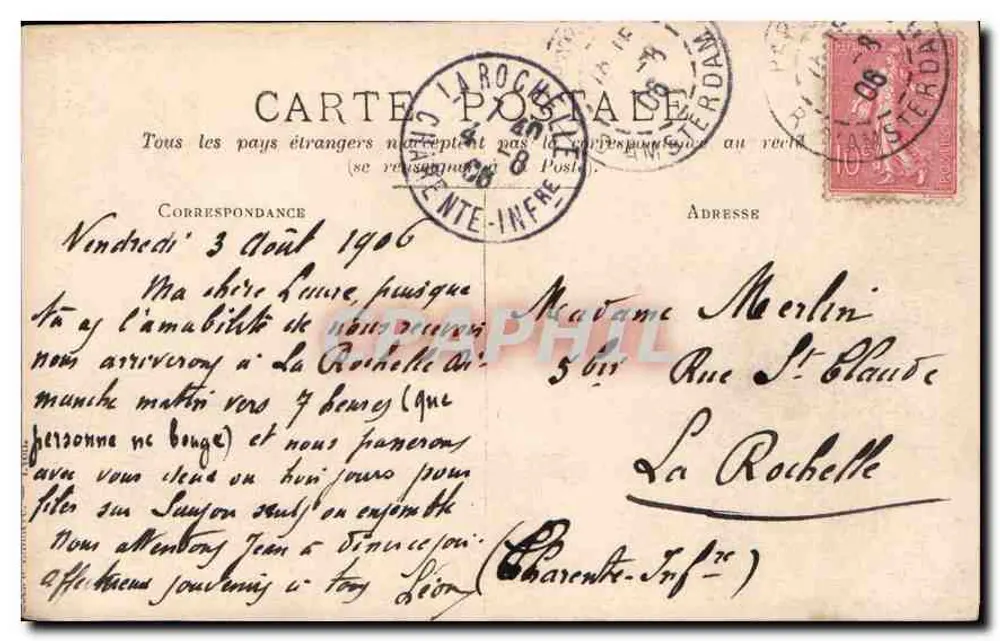 Étretat — Hochzeit am 29. Juli 1906 — L.P.M. - Rückseite