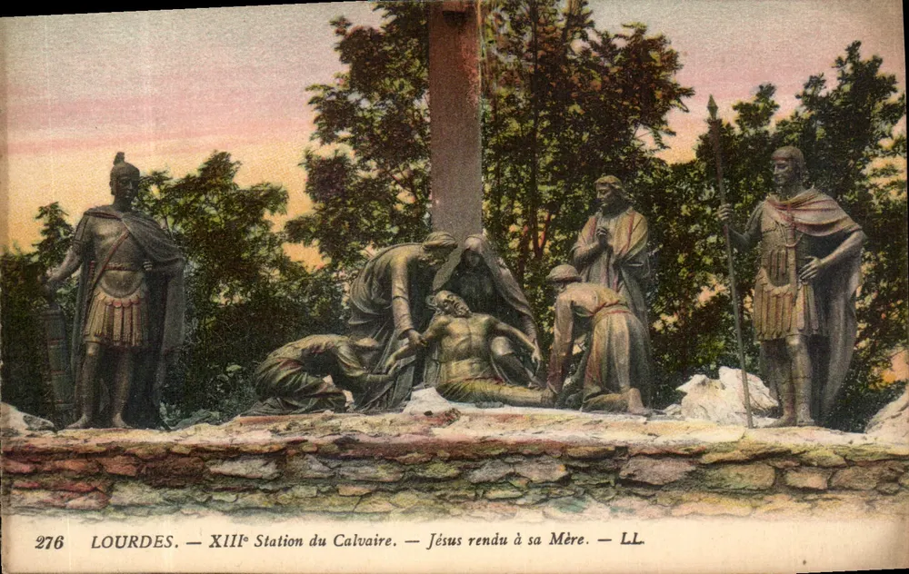Lourdes — XIII. Station des Kreuzwegs — Jesus an seine Mutter übergeben — LL. - Vorderseite